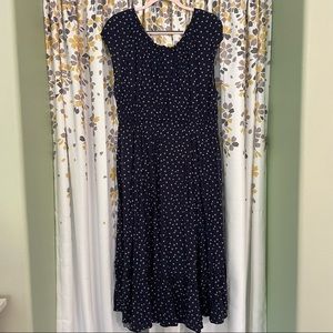 NWT challis blue ⭐️ star print drawstring midi dress with pockets